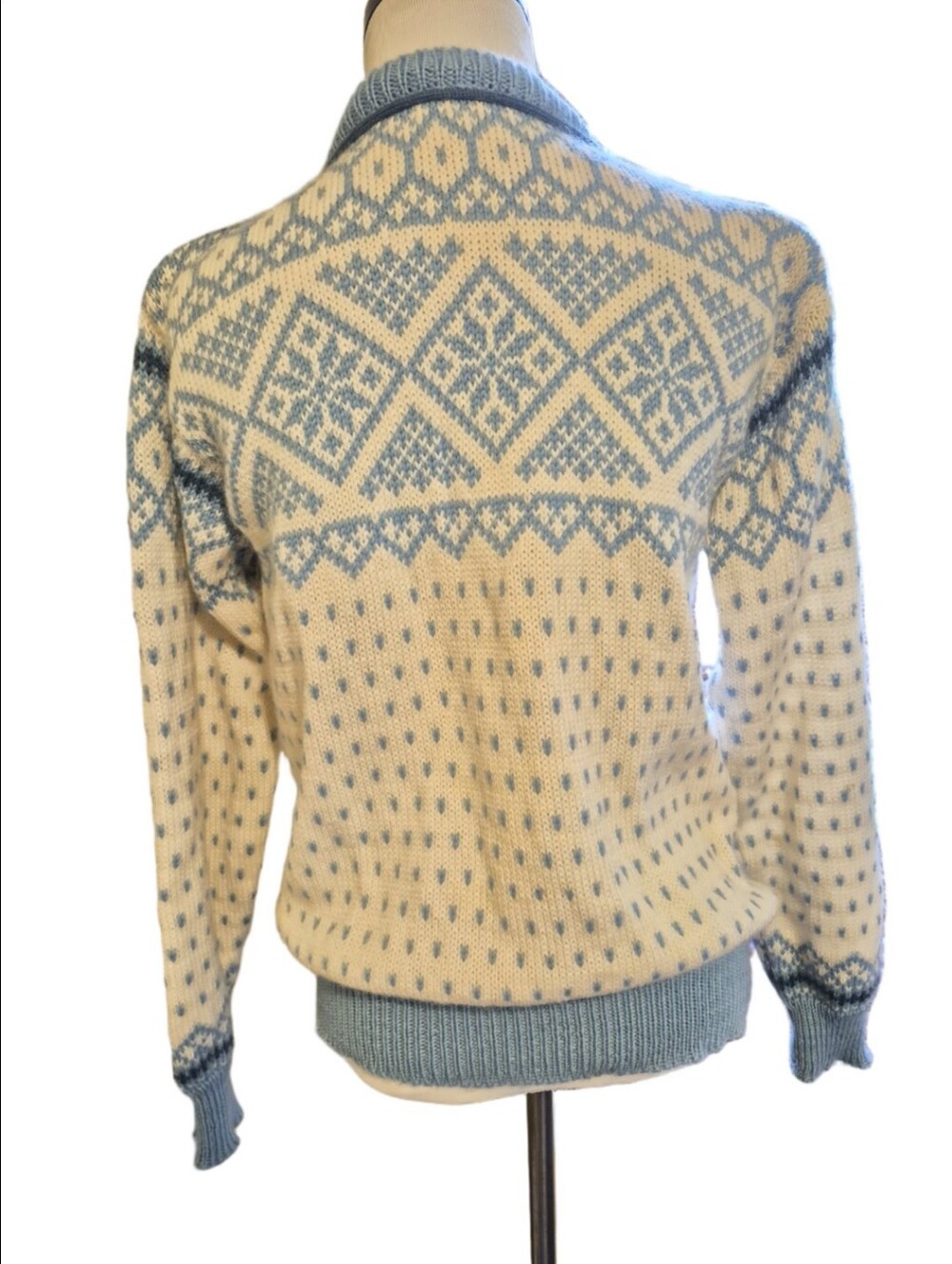 Dale Of Norway Knit Cardigan Sweater - Cream & Light Blue Size 40 Small 4-6 - Picture 2 of 11